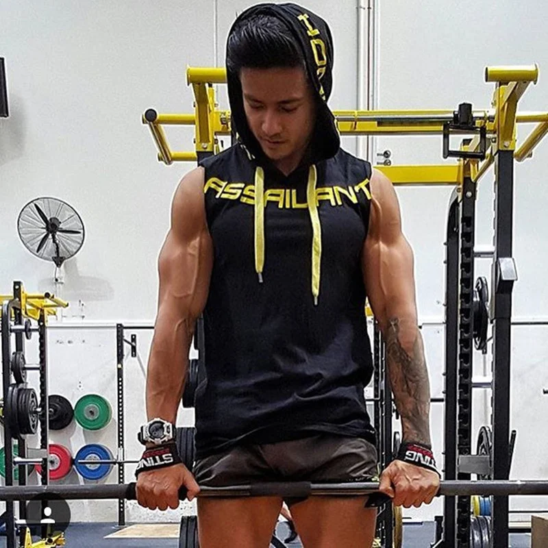 Men Tank Tops Gym Clothing Fitness Sleeveless hoodies Vests Cotton Singlets Men Joggers vest Bodybuilding casual Clothing - Image 5