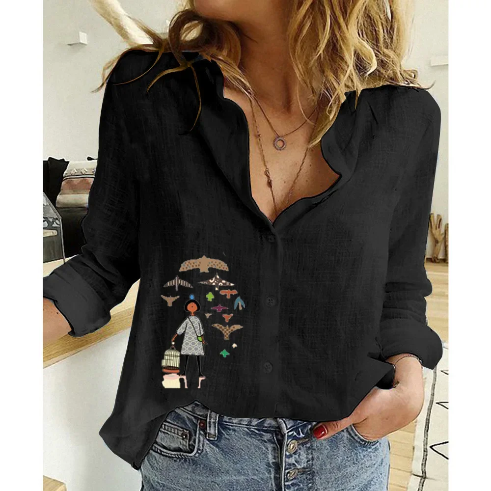 Women Clothing Shirts for Women Tops Tshirts Cotton Linen Casual Fashion Clothes Tees Spring Elegant Streetwear Autumn - Image 11
