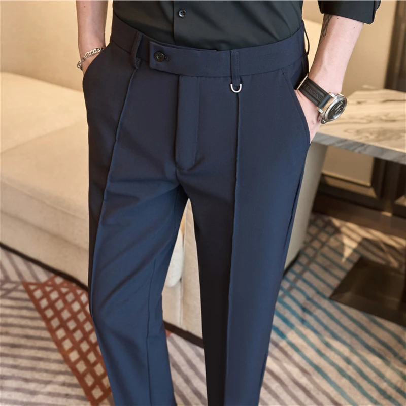 Men's business casual trousers, daily formal work pants, 2024 new high quality, plain color versatile ankle-length trousers. - Image 7