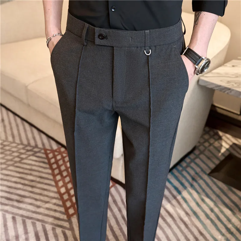 Men's business casual trousers, daily formal work pants, 2024 new high quality, plain color versatile ankle-length trousers. - Image 2