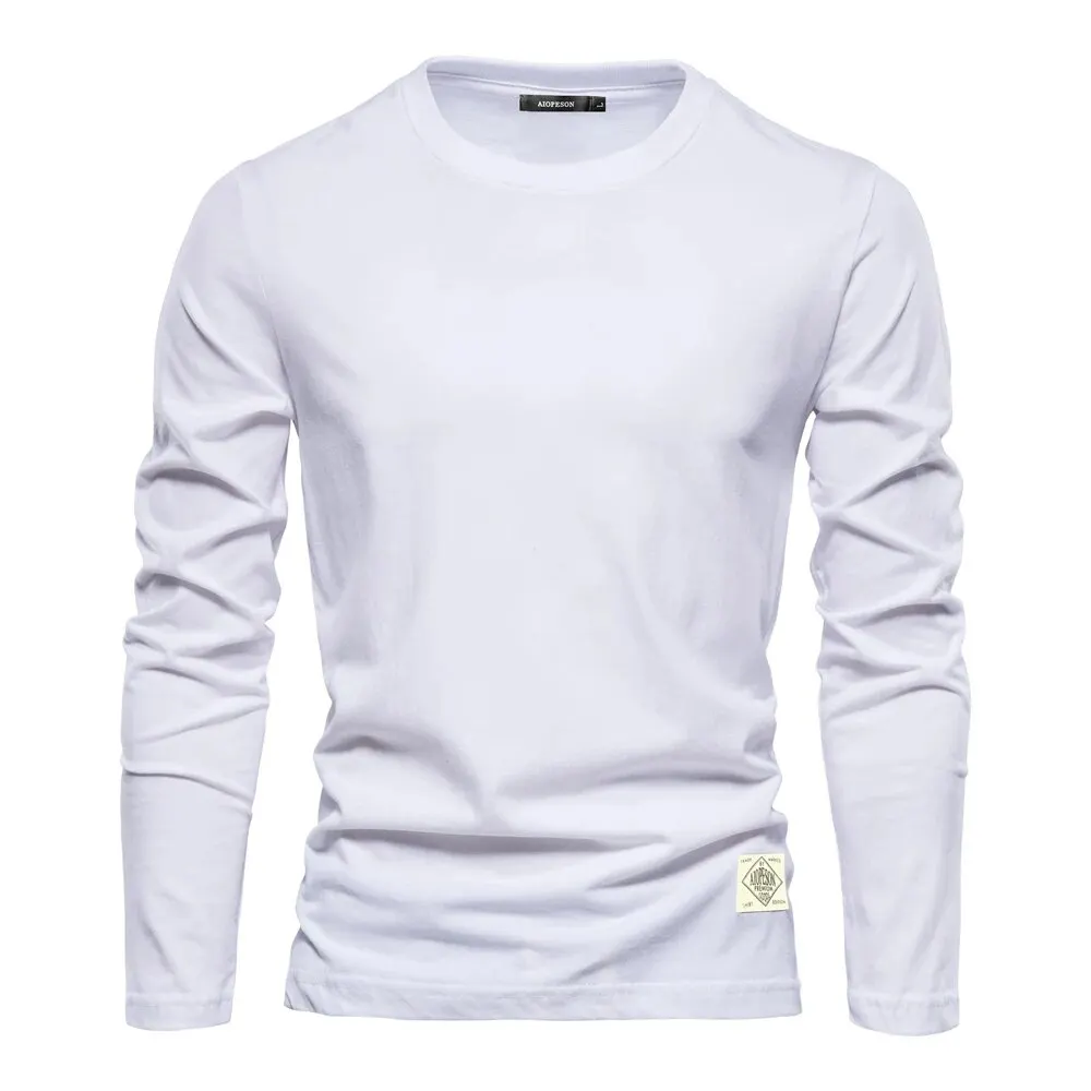 100% Cotton Long Sleeve T Shirt For Men Solid Spring Casual Mens T-shirts High Quality Male Tops Classic Clothes Men's T-shirts - Image 7