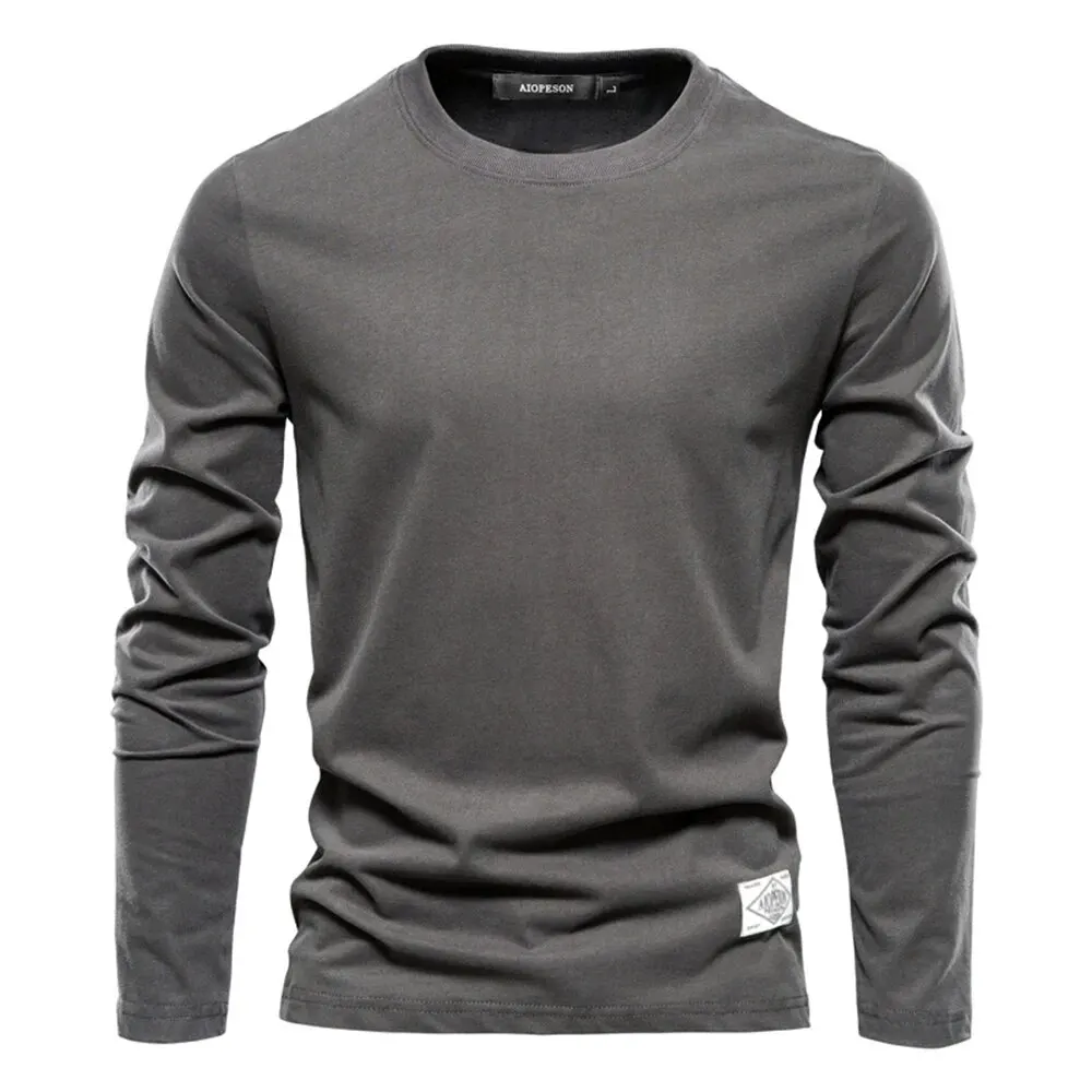 100% Cotton Long Sleeve T Shirt For Men Solid Spring Casual Mens T-shirts High Quality Male Tops Classic Clothes Men's T-shirts - Image 5
