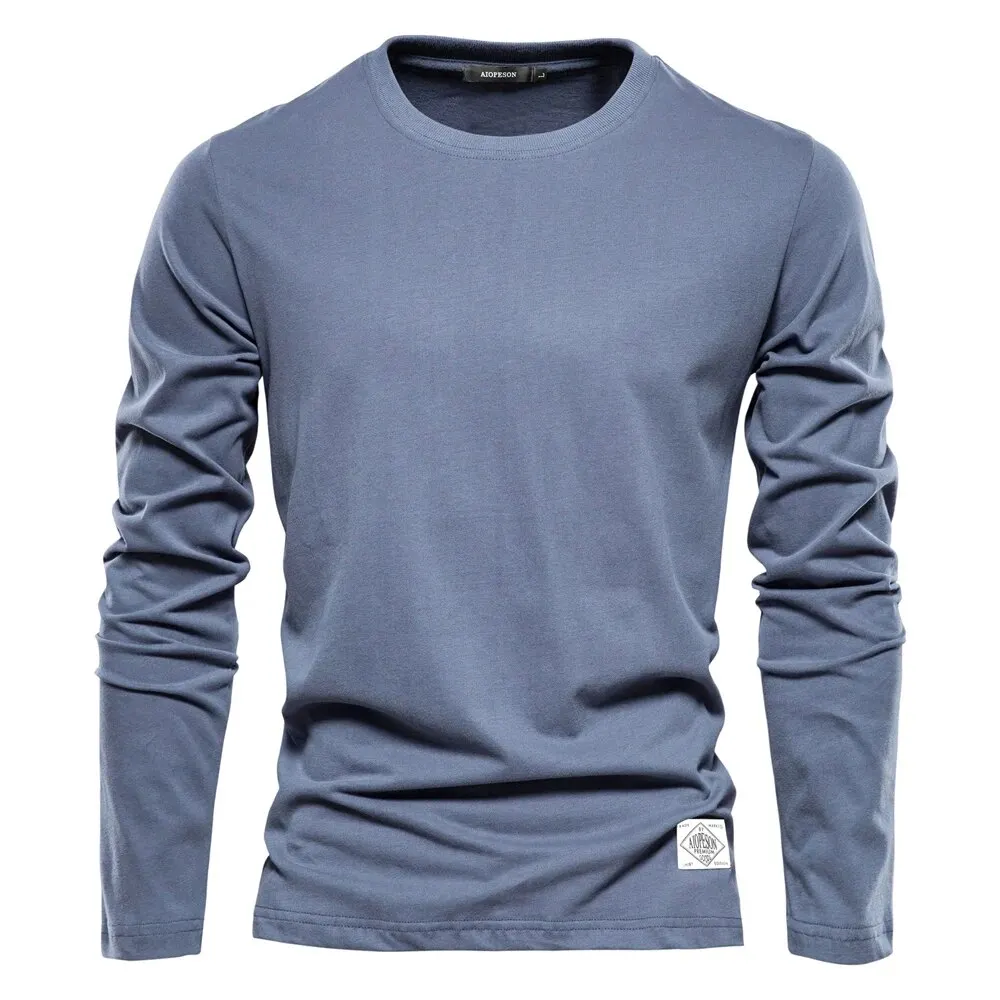 100% Cotton Long Sleeve T Shirt For Men Solid Spring Casual Mens T-shirts High Quality Male Tops Classic Clothes Men's T-shirts - Image 8