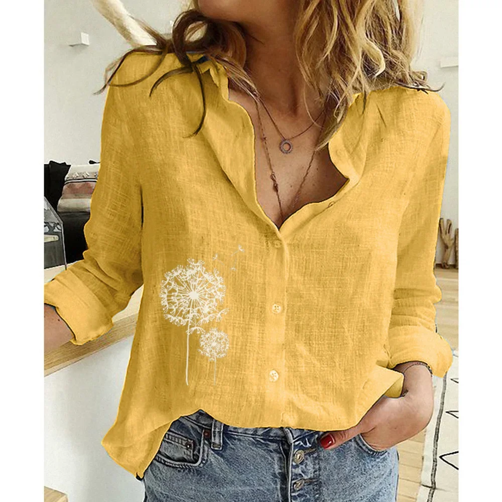 Women Clothing Shirts for Women Tops Tshirts Cotton Linen Casual Fashion Clothes Tees Spring Elegant Streetwear Autumn - Image 16