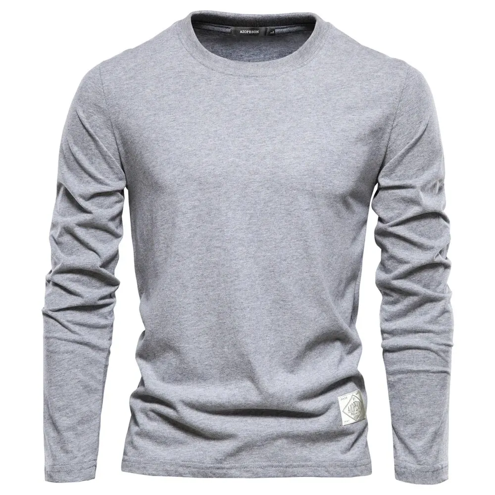 100% Cotton Long Sleeve T Shirt For Men Solid Spring Casual Mens T-shirts High Quality Male Tops Classic Clothes Men's T-shirts - Image 10