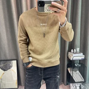 Tops for Men Round Neck Tee Full Sleeve Clothes High Brand Winter Male T Shirts Elasticity Bulk Sweatshirts Polyester F Pullover