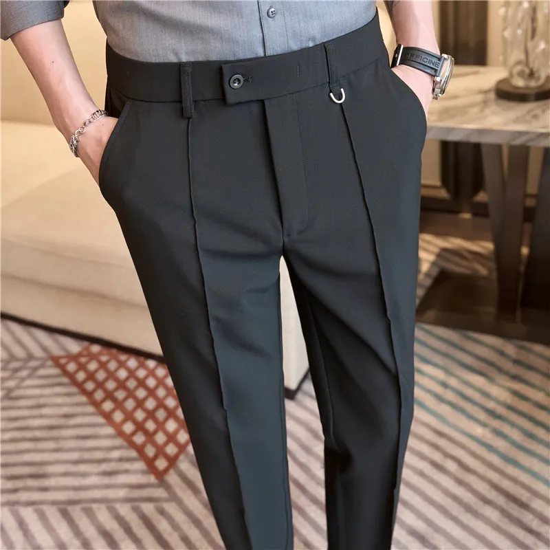 Men's business casual trousers, daily formal work pants, 2024 new high quality, plain color versatile ankle-length trousers. - Image 3