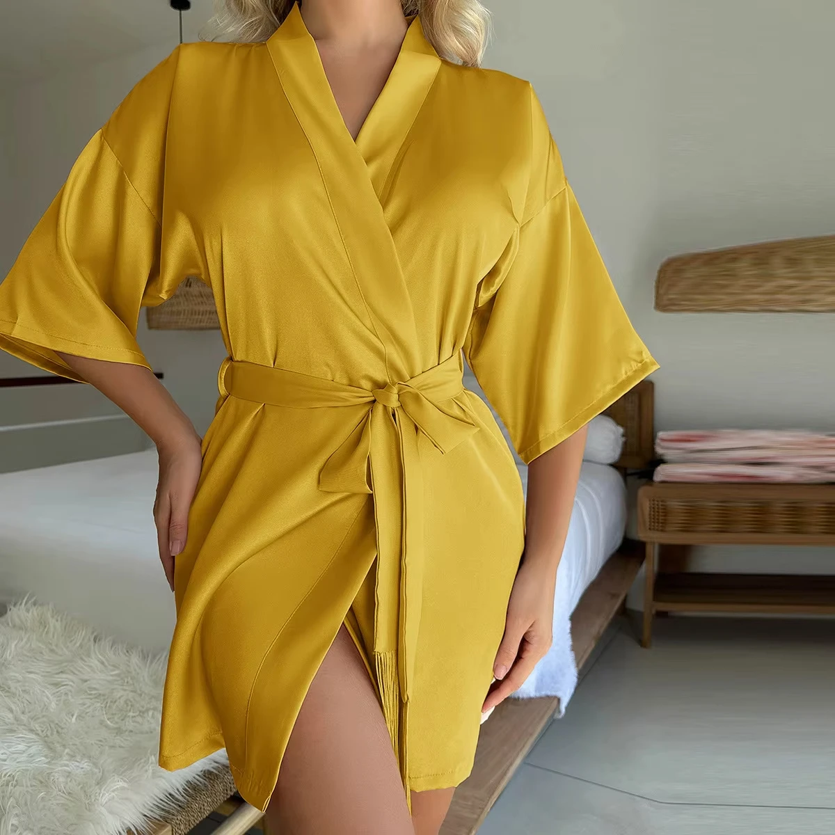 Women's Clothes 2025 Sexy Four Seasons Pajamas Dress Solid Silky Robe Comfortable Homewear Ladies Fashion Soft Lace Nightgowns - Image 5