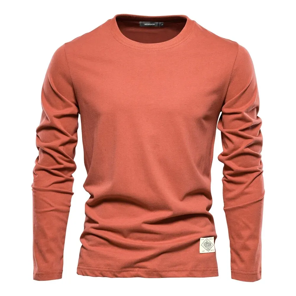 100% Cotton Long Sleeve T Shirt For Men Solid Spring Casual Mens T-shirts High Quality Male Tops Classic Clothes Men's T-shirts - Image 11