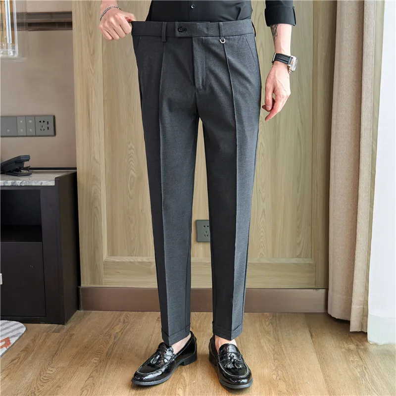 Men's business casual trousers, daily formal work pants, 2024 new high quality, plain color versatile ankle-length trousers. - Image 4